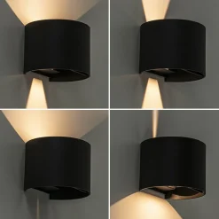 Wandlamp Davos afgerond zwart IP54 2700k