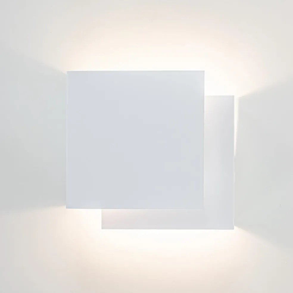 Wandlamp double square wit metaal