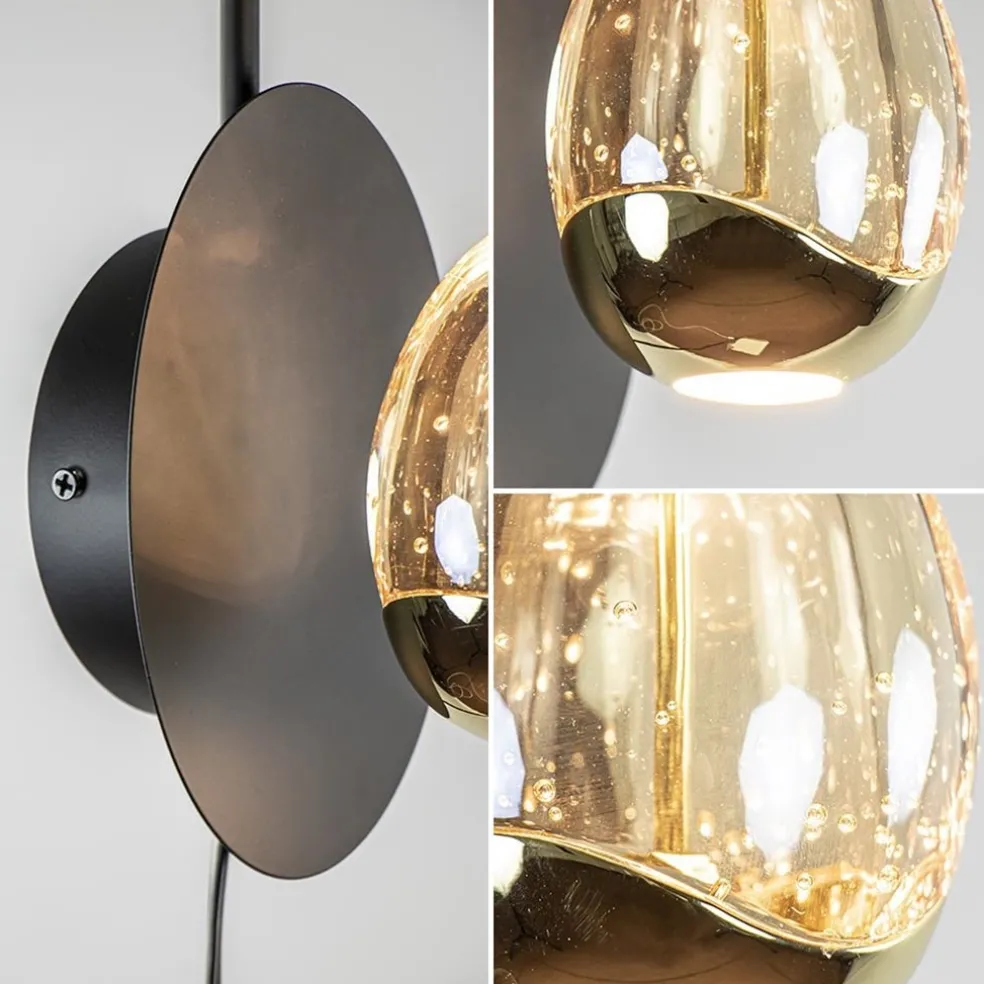 Wandlamp Golden Egg zwart/goud
