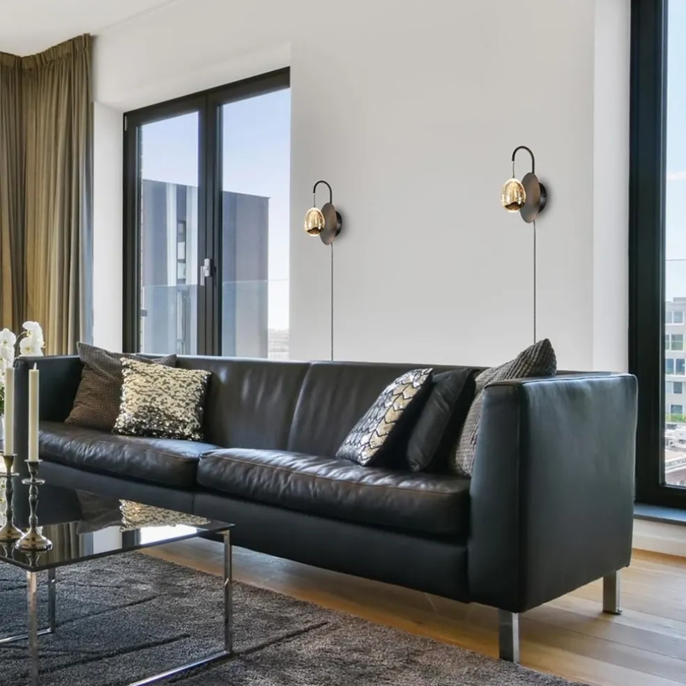 Wandlamp Golden Egg zwart/goud