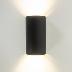 Wandlamp Hera afgerond zwart/matgoud 2xgu10