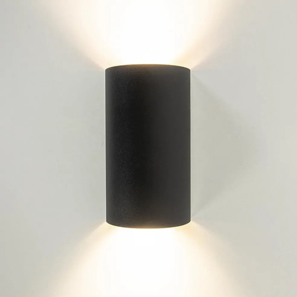 Wandlamp Hera afgerond zwart/matgoud 2xgu10