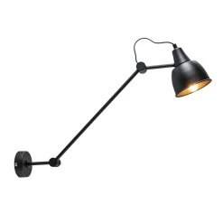 Wandlamp industrieel verstelbare arm zwart