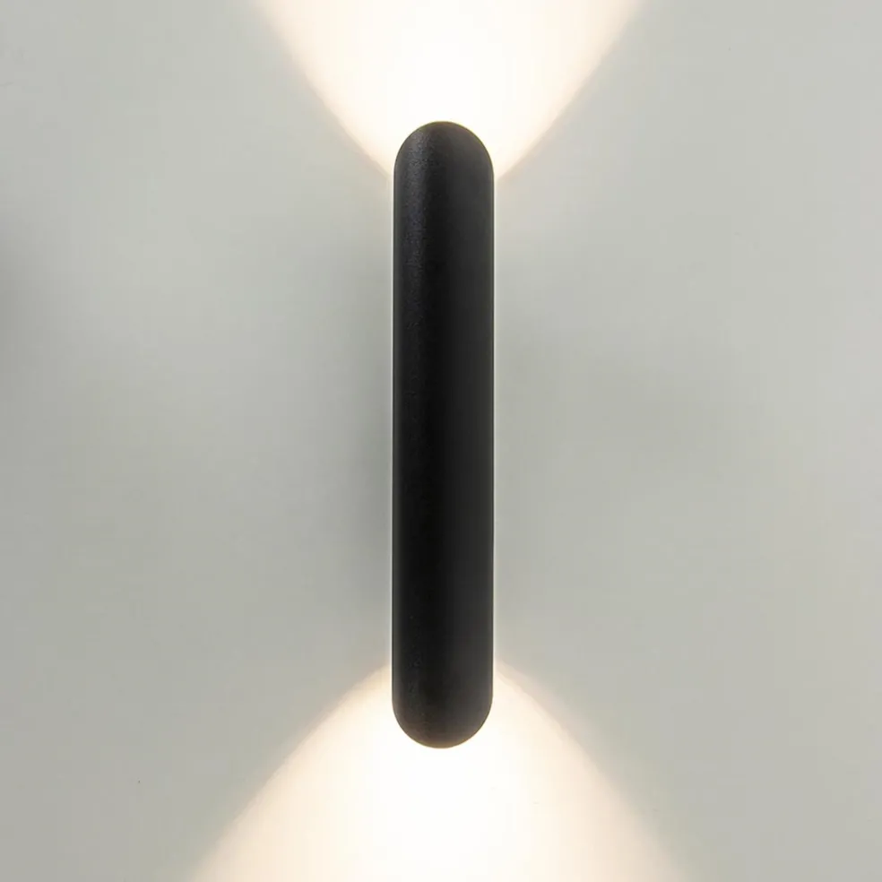 Wandlamp koker smal up+down zwart