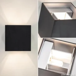 Wandlamp kubus verst. zwart/grijs ex.g9