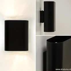 Wandlamp ovaal zwart 2xe14