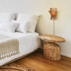 Wandlamp papier naturel met mat goud