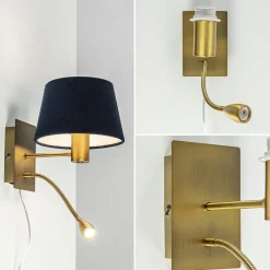 Wandlamp Regina antiek brons met leesarm exclusief kap