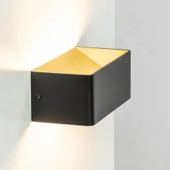 Wandlamp Stretto zwart/goud 20cm