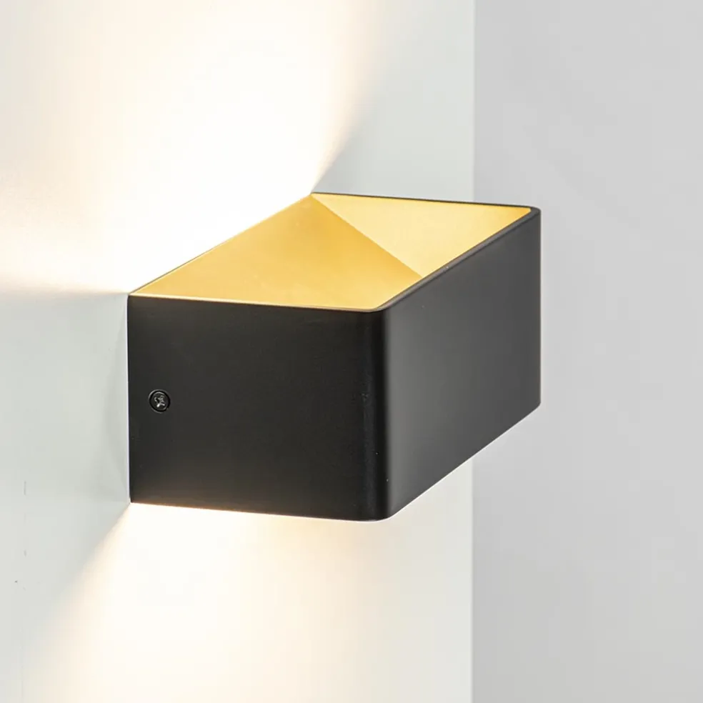 Wandlamp Stretto zwart/goud 20cm