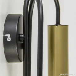 Wandlamp toog dubbel zwart/mat goud
