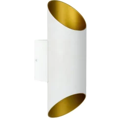 Wandlamp up+down cilinder wit/goud