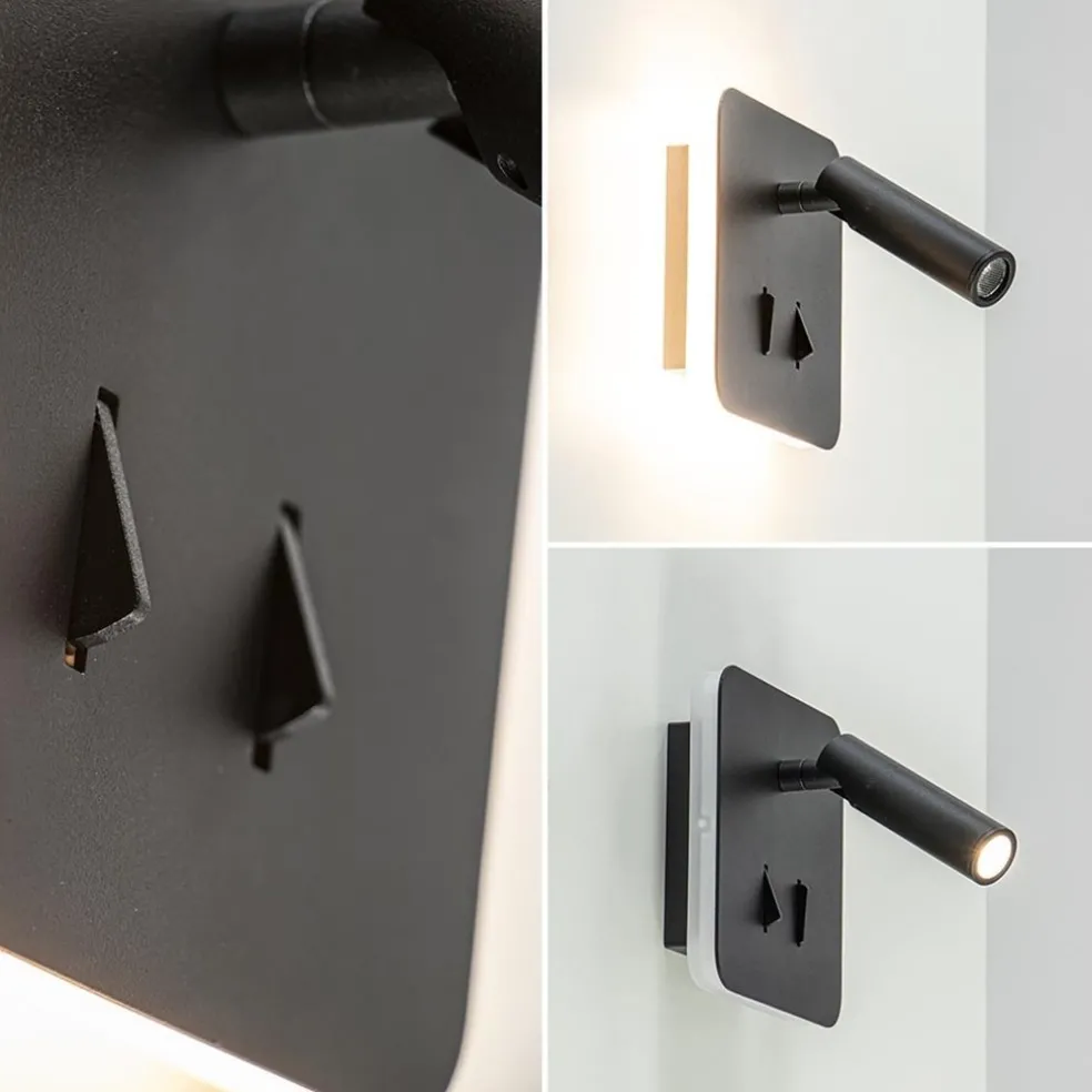 Wandlamp zwart leesspot + indirect lich