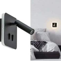 Wandlamp zwart leesspot + indirect lich