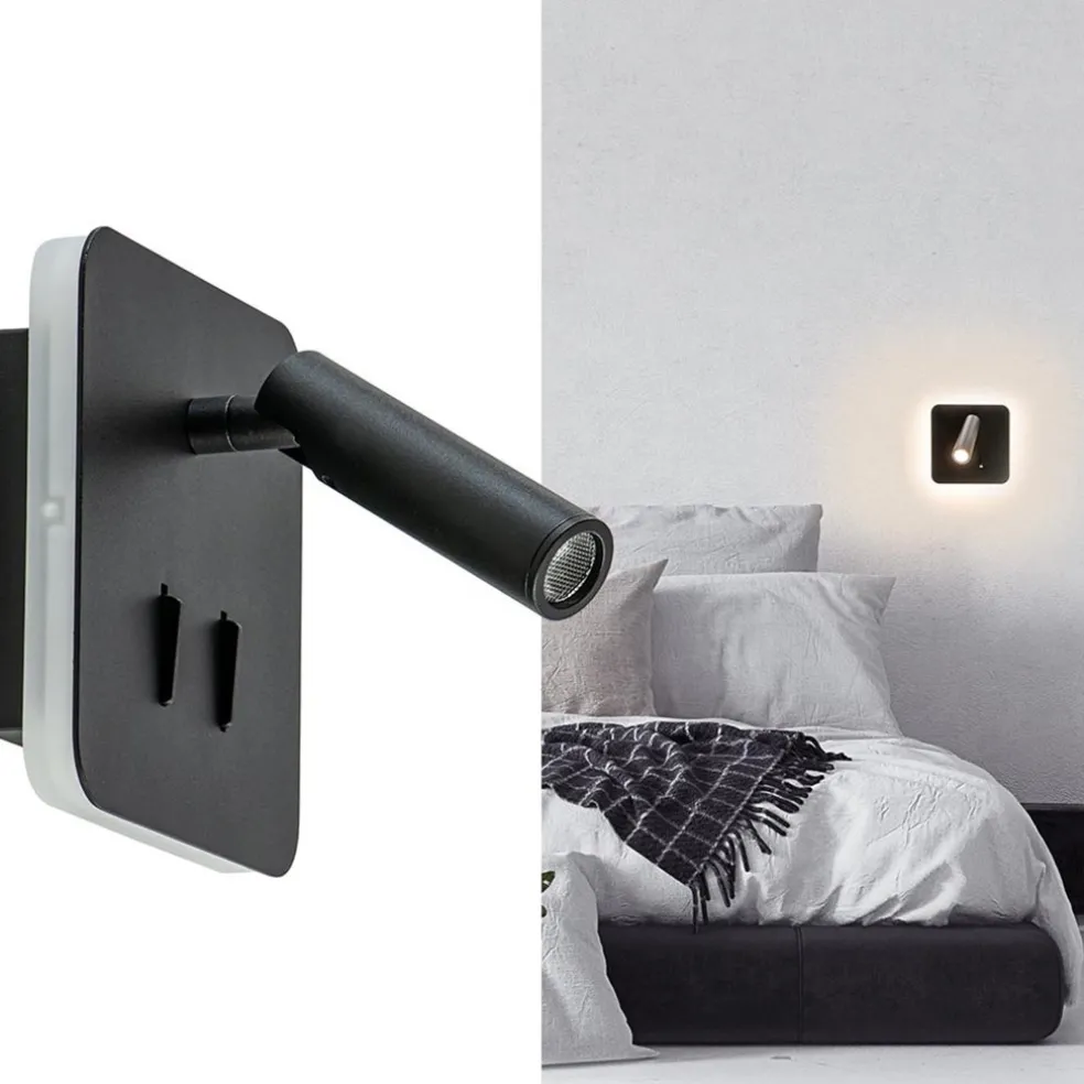 Wandlamp zwart leesspot + indirect lich