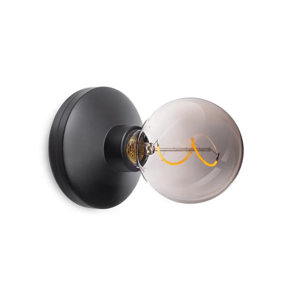 Wandlamp zwart met smoke dimbaar/oplaadbaar