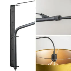 Wandlamp zwart met velourse kap