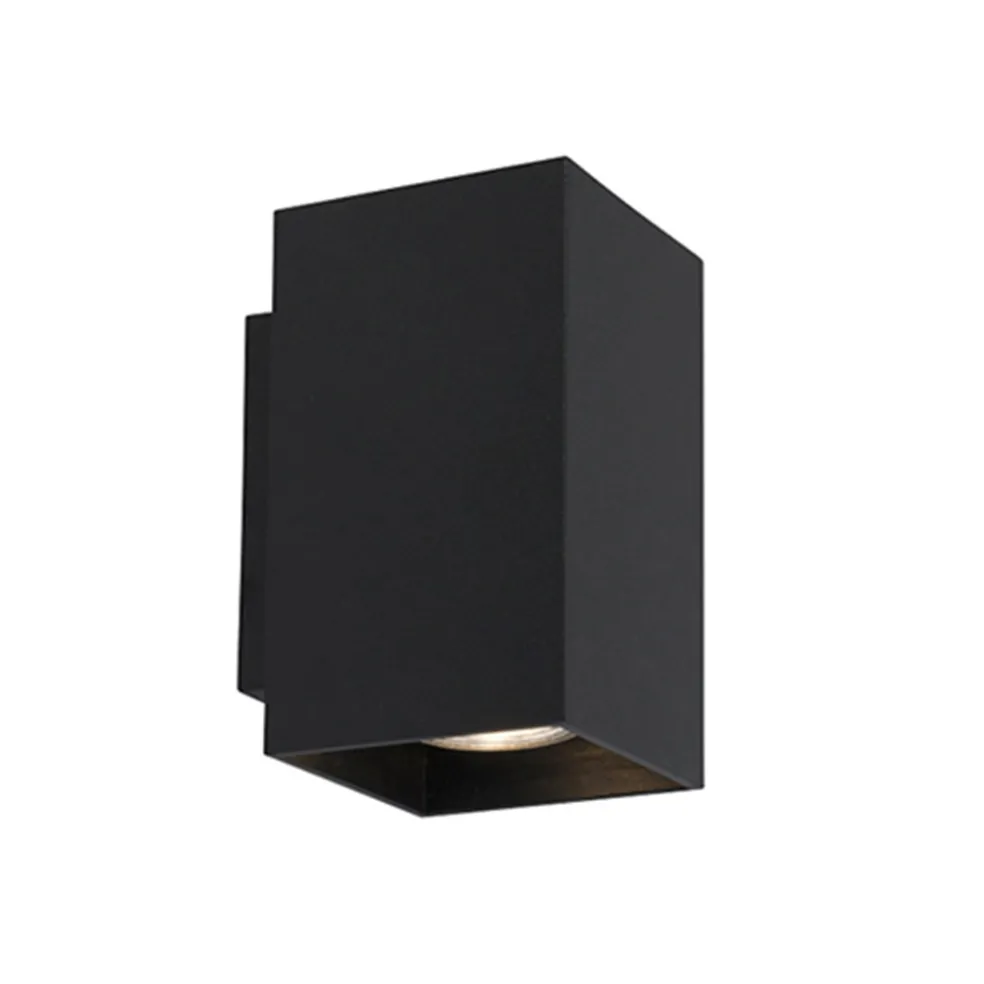 Wandlamp zwart rechthoek up+down gu10