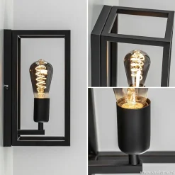 Wand-/plafondlamp rechthoek frame zwart