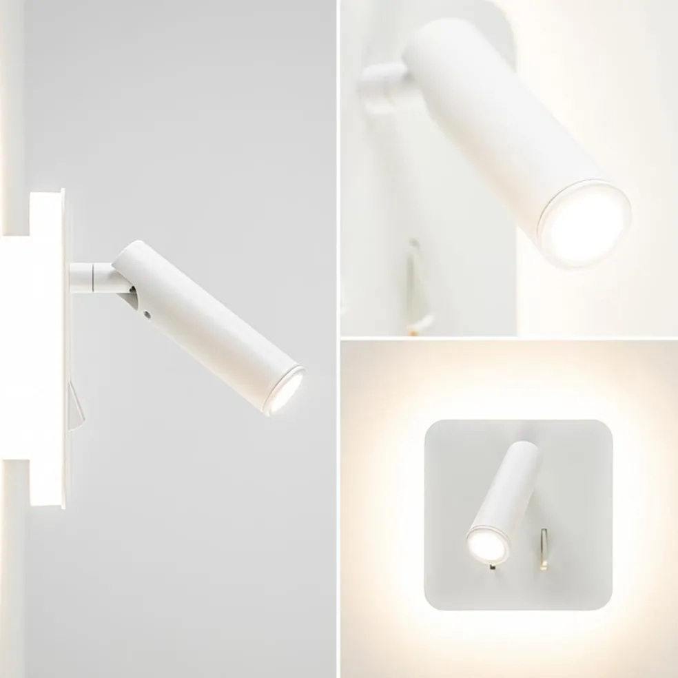 Witte wandlamp vierkant inclusief LED en spot