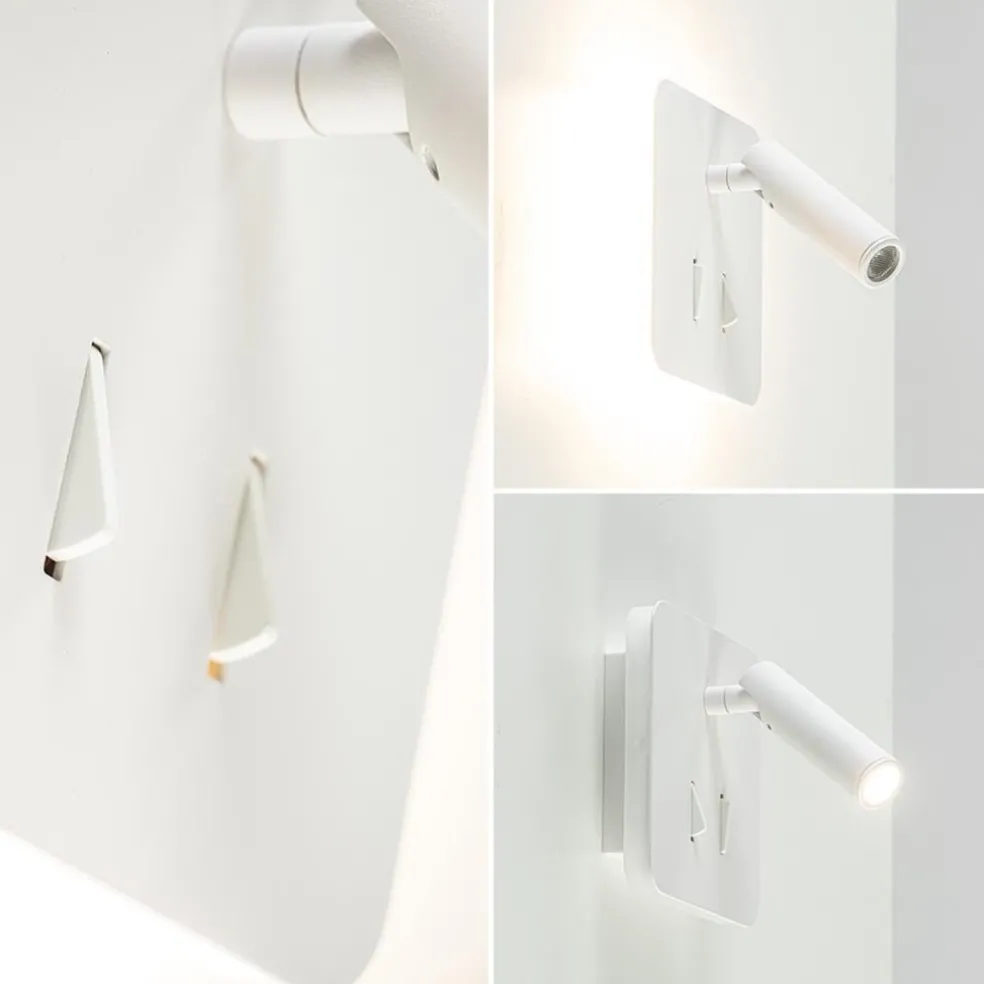 Witte wandlamp vierkant inclusief LED en spot