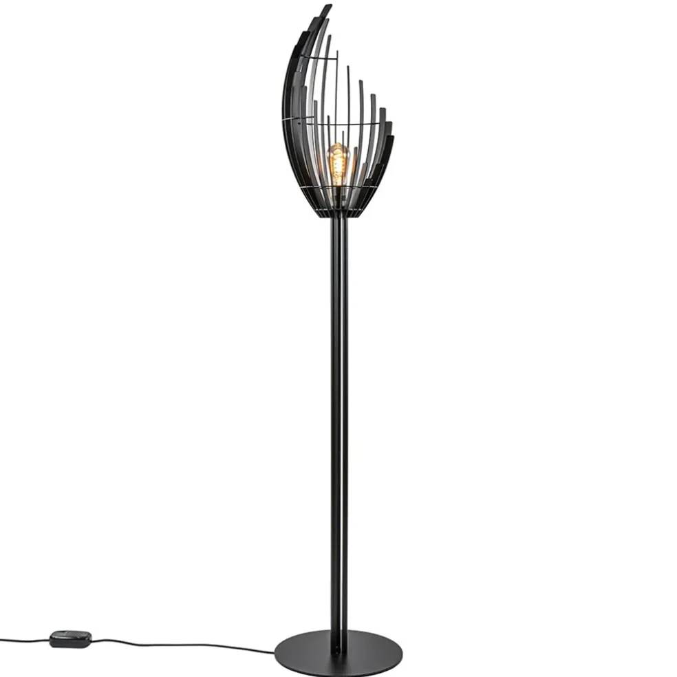 Zwart metalen design vloerlamp Omegna dimbaar