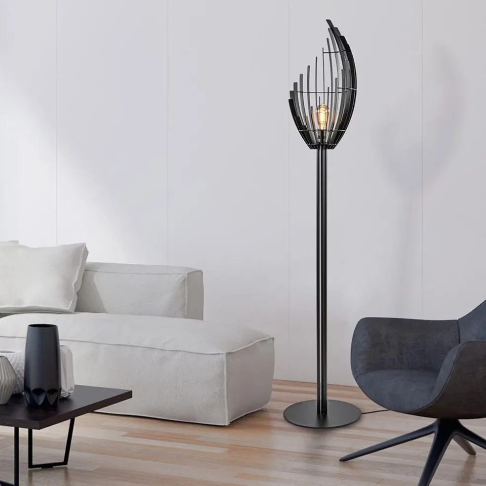 Zwart metalen design vloerlamp Omegna dimbaar