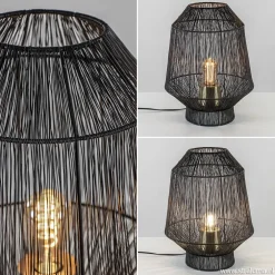 Zwart metalen tafellamp Vitora met brons