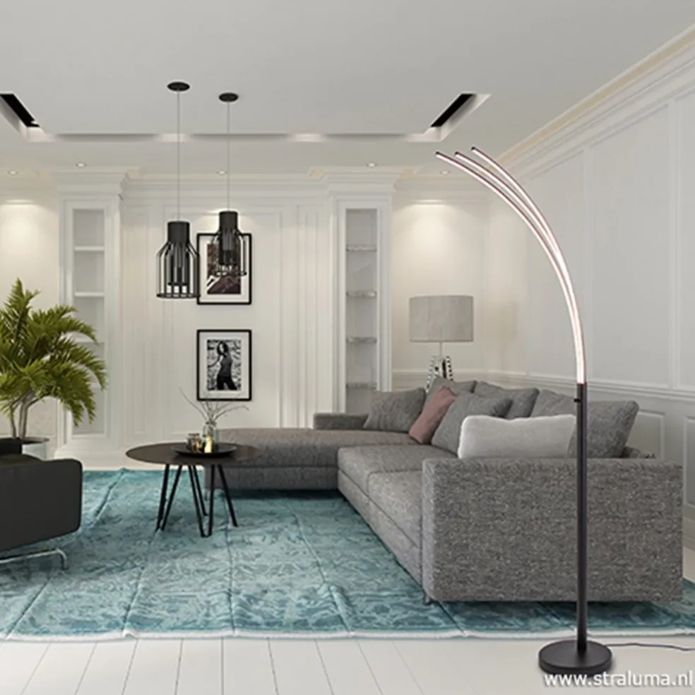 Zwarte boog vloerlamp LED dimbaar