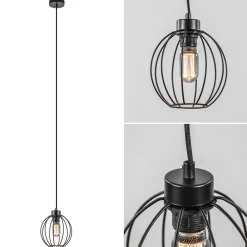 Zwarte draad hanglamp bol klein