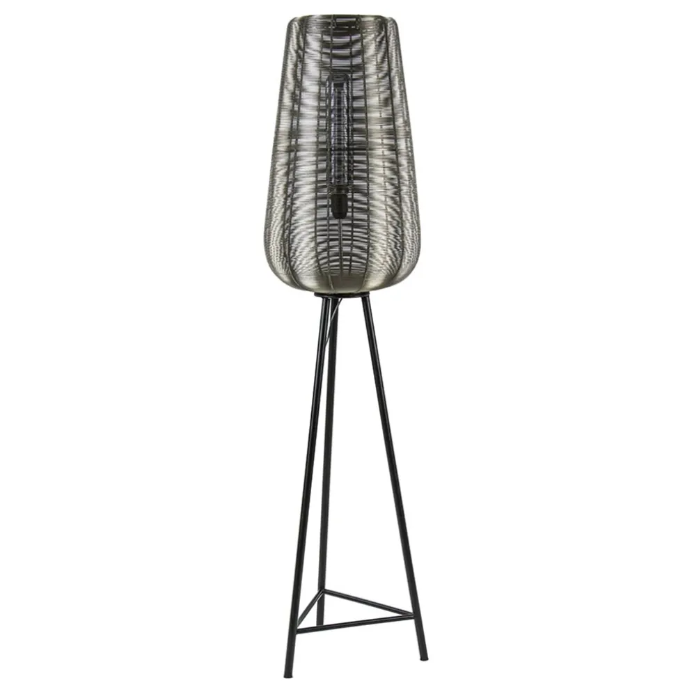 Zwarte driepoot Adeta met nikkel kap