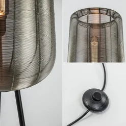 Zwarte driepoot Adeta met nikkel kap