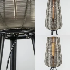 Zwarte driepoot Adeta met nikkel kap