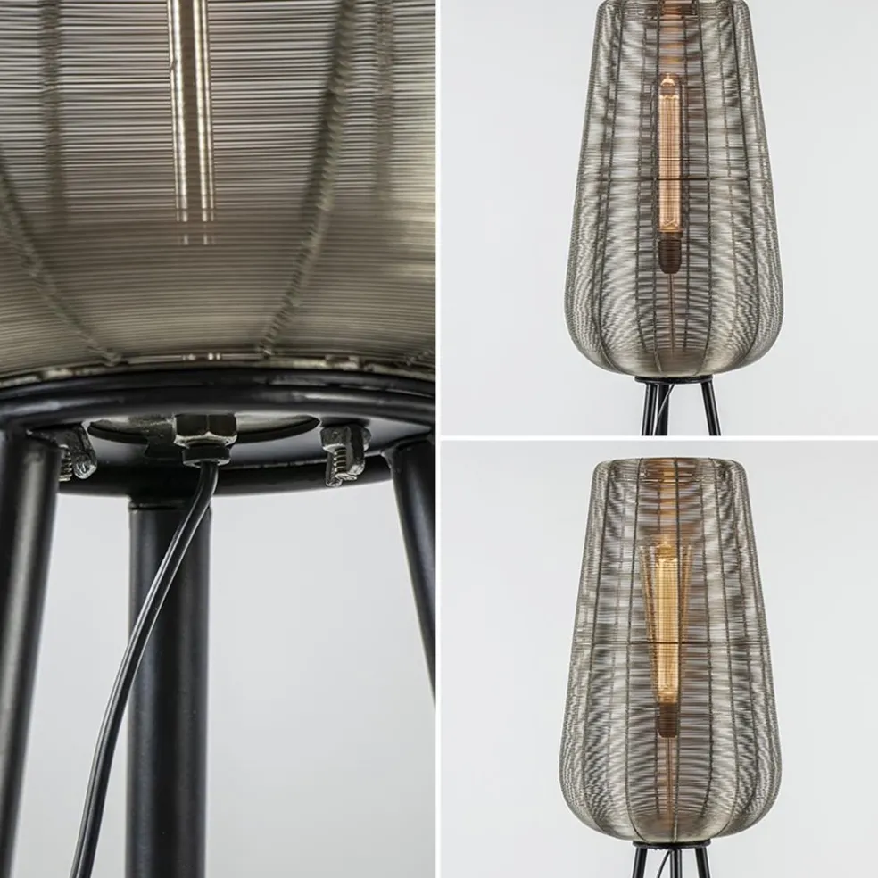 Zwarte driepoot Adeta met nikkel kap