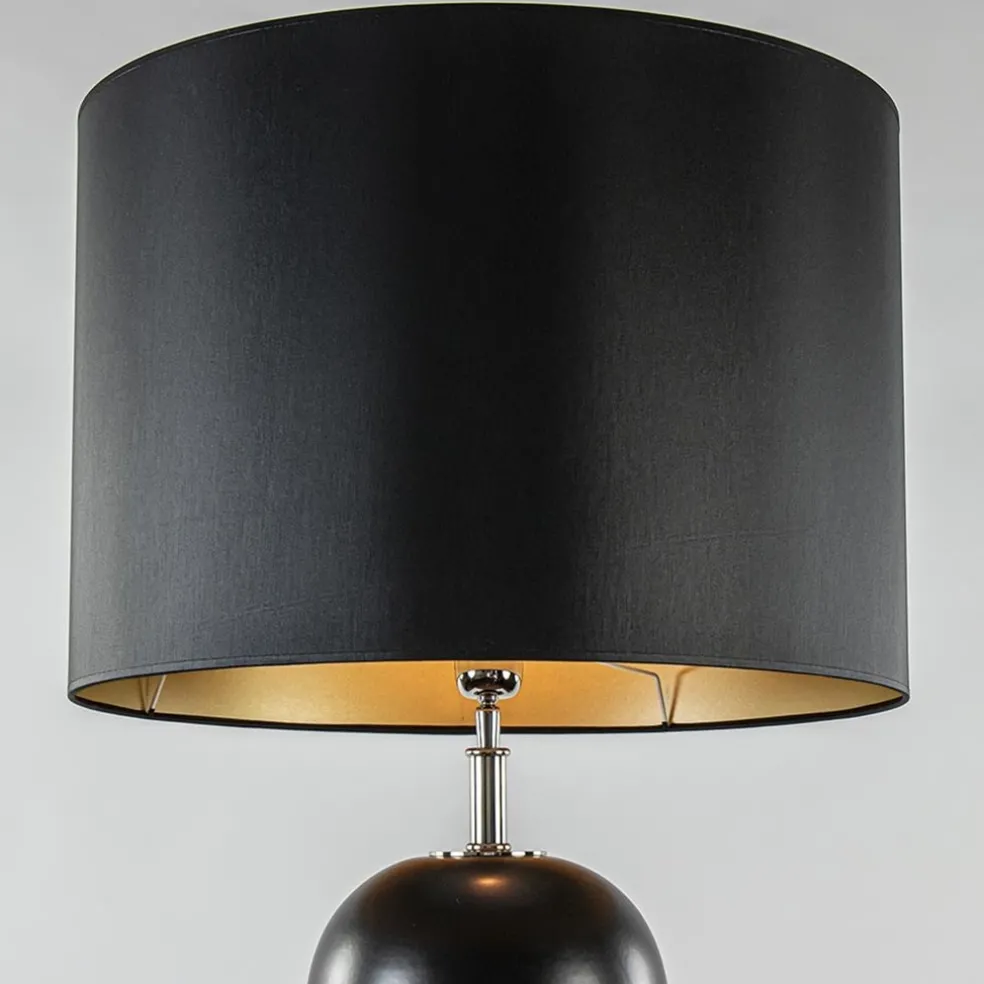 Zwarte vloerlamp bollen met zwarte ronde kap