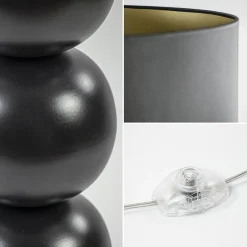 Zwarte vloerlamp bollen met zwarte ronde kap