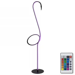 Zwarte vloerlamp flamingo met LED RGB multicolor